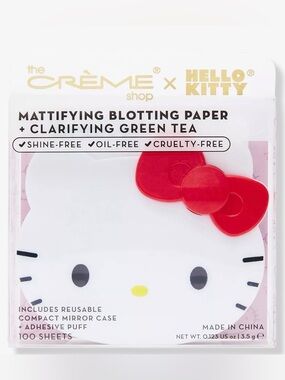 New The Crème Shop x Hello Kitty Mattifying Green Tea Blotting Paper